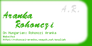 aranka rohonczi business card